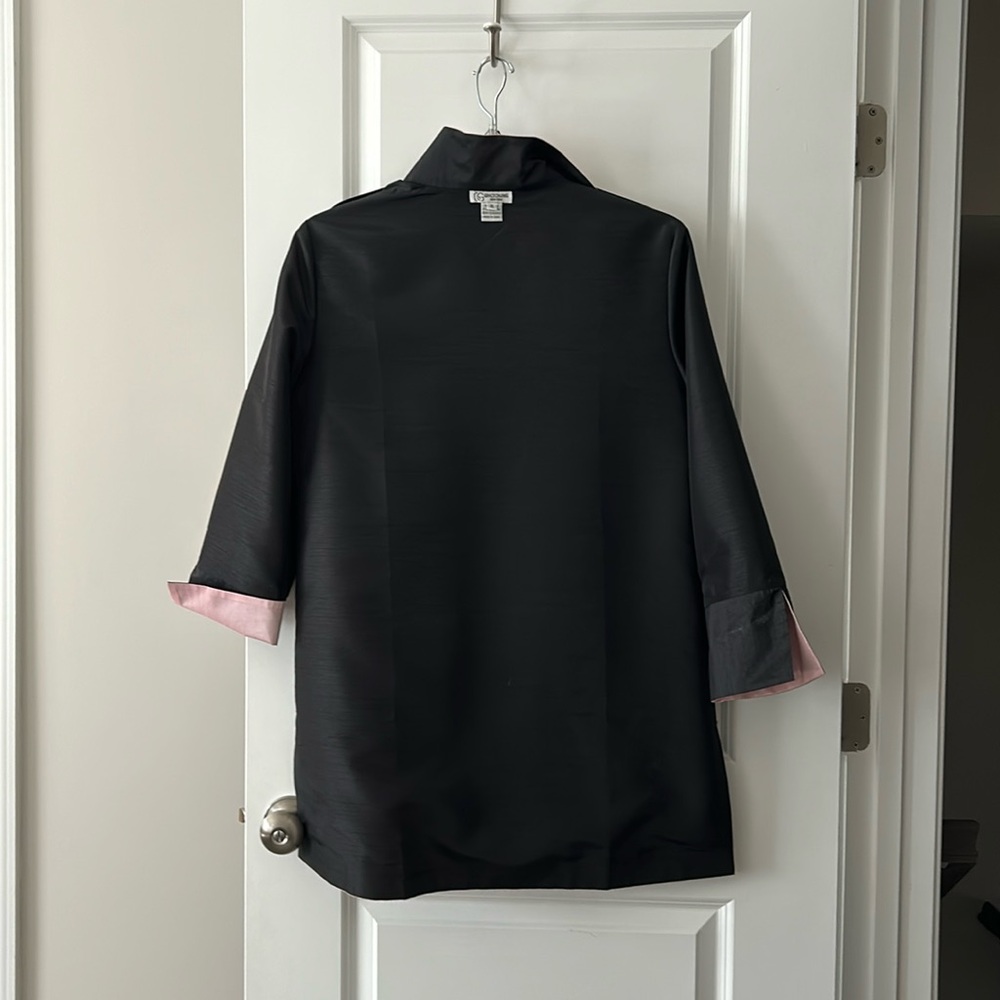 100% Silk Jacket black and baby pink